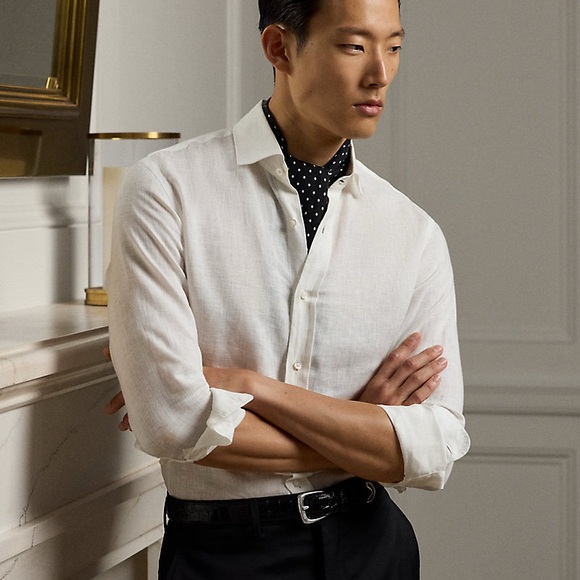 Ralph Lauren Purple Label Linen Button-Up Shirt M